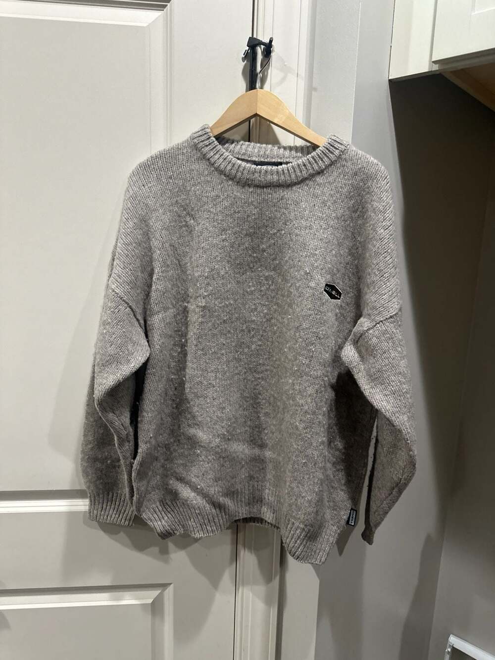 Vintage O'Neill Sportswear Grey Wool Blend Chunky Knit Crewneck Sweater